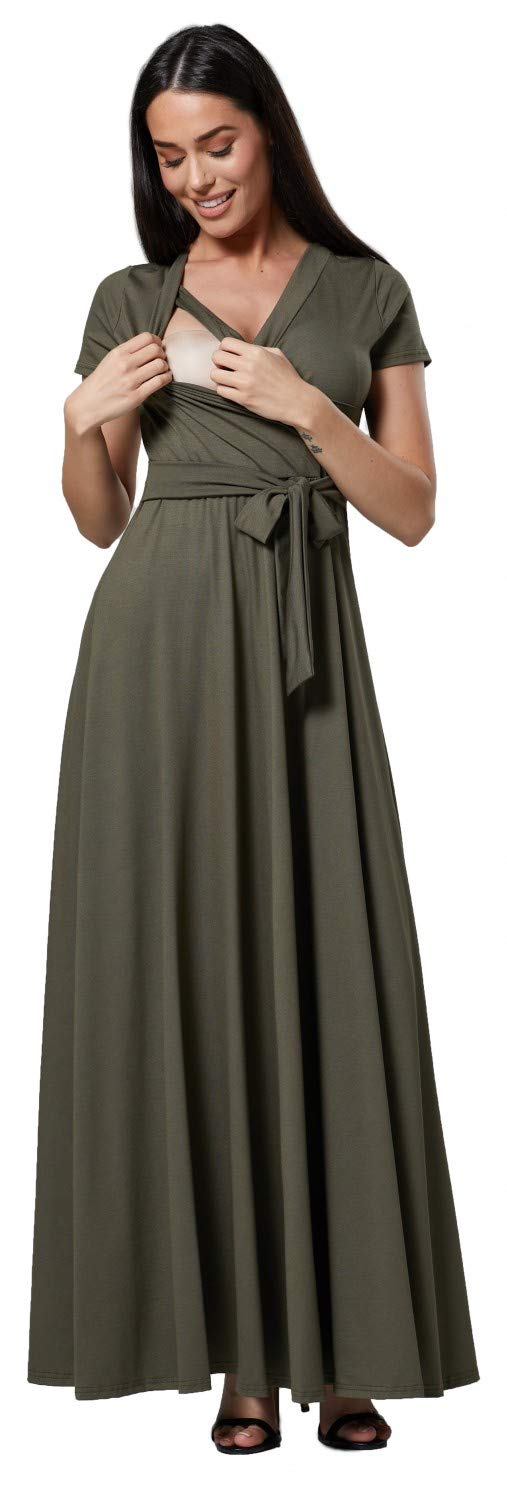 HAPPY MAMA Women's Maternity Nursing 2in1 Maxi Dress Short 599p