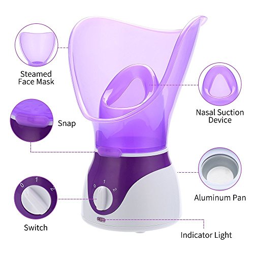 Lightton Hot Face Facial Steamer Home Spa Moisturizing Skin Care Pores Cleanse with Timer and Extract Acne Blackheads,2 Switch and 50 Milliliter Water Tank - Thumbnail 2