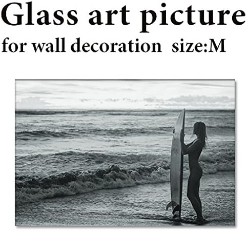 Amazon Co Jp ガラス アート ピクチャー M C 壁掛けインテリア サーファーガール ビーチ 横幅40cm 海 サーフィン モノクロ インテリア サーフ系 おしゃれ壁掛け ポスター ウエーブ 波 アメリカン雑貨 アメリカ雑貨 ホーム キッチン