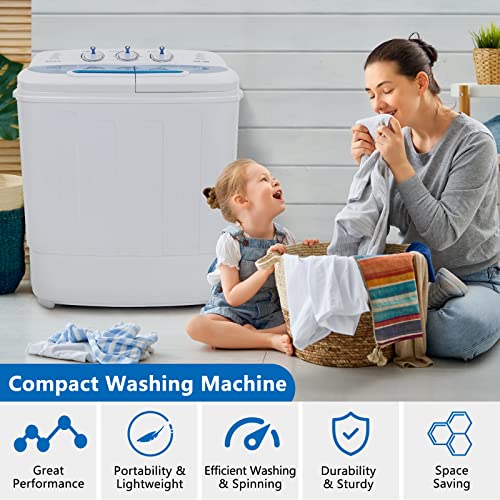 15LBS Portable Washing Machine with Draining Pump, Electric Mini Washer