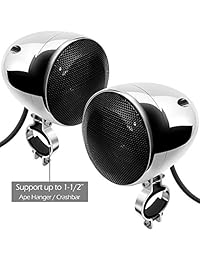 GoHawk TN4-R Amplificador 4 "de rango completo a prueba de agua Bluetooth Motocicleta Altavoces estéreo 1 a 1.5 pulg. Sistema de amplificador de audio con manillar Harley Touring Cruiser ATV UTV RZR, AUX, Radio FM (TN4-R Chrome)