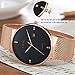 LIGE Slim Case Mens Quartz Watches with Mesh Band Waterproof Sport Wristwatch Gold Black
