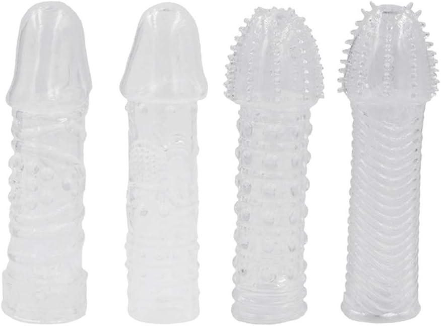 4pcs/Set Crystal Sleeve Silicone C0nd0ms for Male Dêláy Set Cover Couple Tõys for Adùllt