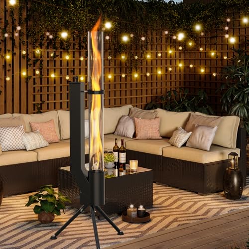 onlyfire Pellet Torch - Garden Fireplace - Outdoor Fireplace for Patio - Outdoor Fire Pit Heater - Outdoor Garden Fire Pit - Pellet Stove
