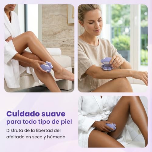 VIKICON Electric Shaver Woman 7D, USB Rechargeable Female Shaver | Body Shaver for Legs and Body, Floating Head, Dry/Wet, LED Light, Compact for Travel, Purple