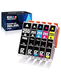 E-Z Ink (TM) - Cartucho de tinta compatible para Canon PGI-250XL PGI 250 XL CLI-251XL CLI 251 XL (1 gran negro, 1 cian, 1 magenta, 1 amarillo, 1 pequeño negro) para Canon PIXMA MX922 MG5520 MG7520, 5pack