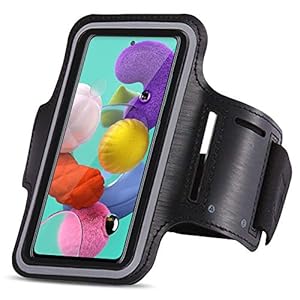 UC-Express Beschermhoes compatibel voor Samsung Galaxy A51 Jogging Mobiele Telefoon Tas Zwart Sportarmband Sport Hoes…