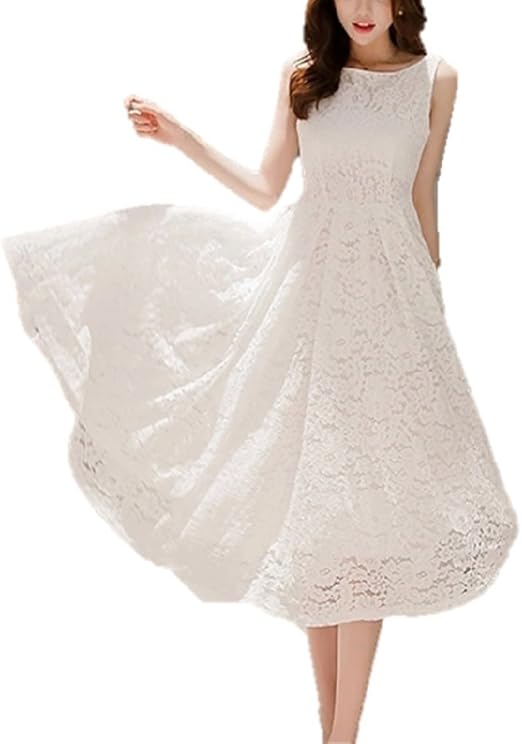 Amazon サラキッド Sarakid 総 レース フレア ロング ワンピース ミモレ丈 フォーマル ブラック ホワイト 結婚式 パーティー ホワイト Mサイズ パーティードレス 通販