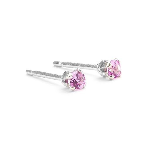 3mm Tiny Light Pink Tourmaline Gemstone Stud Earrings in Sterling Silver - October Birthstone