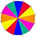 AMYESE Rainbow Parachute with Handles for Kids Outdoor Party Games, Team Building Play Parachute Group Cooperative Team Game 