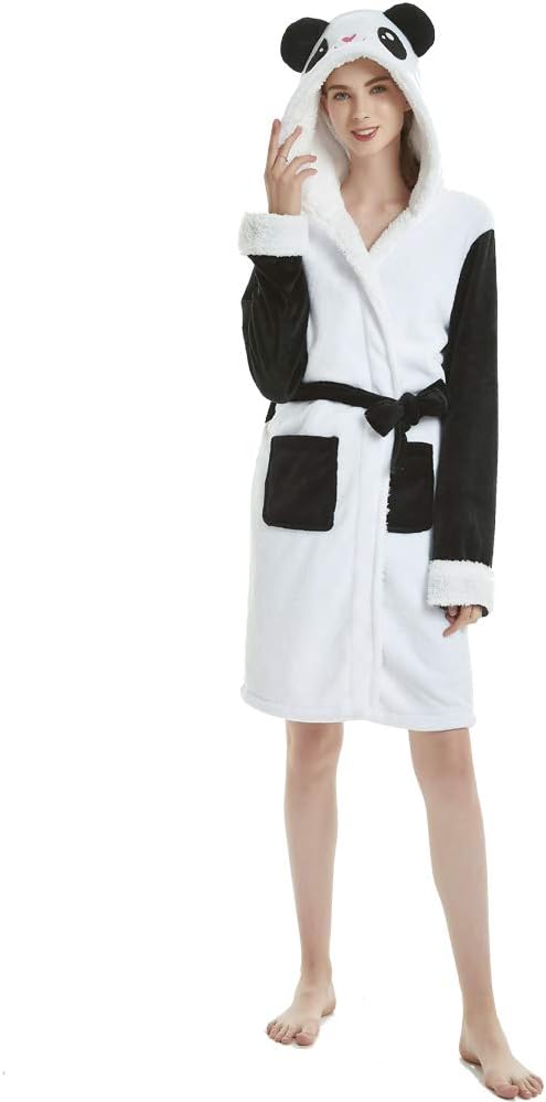 Unicorn Bathrobe Soft Hooded Fleece Animal Unicorn Bath Robe for Women Men Girls