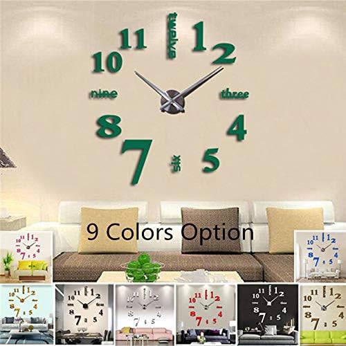 FASHION in THE CITY New 3D DIY Mirror Surface Wall Clocks Modern Design Living Room Decorative Wall Watches (Green)