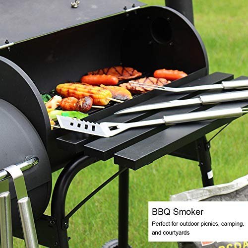 Holzkohle Grillwagen, Holzkohlegrillwagen, Holzkohlegrill, Grillkamin, Barbecue Grill mit Deckel, Dual-Scale-Thermometer… – Bild 6