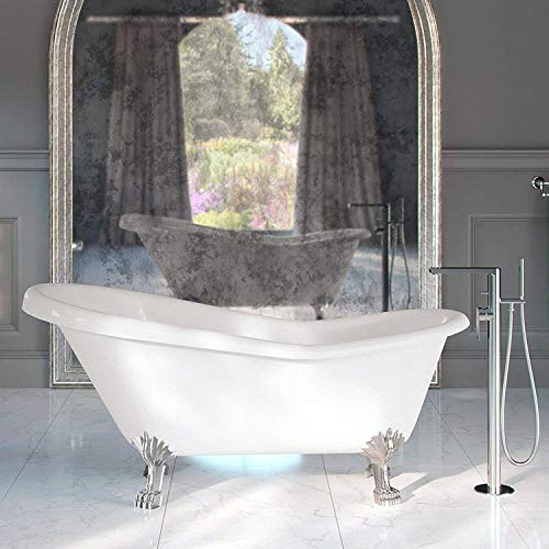 MAYKKE Gibson 67" Traditional Oval Acrylic Clawfoot Bathtub Elegant, White Slipper Tub with Chrome Finish Feet for Bathroom, Shower cUPC Certified, Drain & Overflow Assembly Included - Thumbnail 2