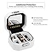 LANGRIA Embossed Faux Leather Jewelry Box, Octagonal Shape with Built-in Mirror, Lockable, Compact Size, Makeup and Accessories Storage Organizer Case (White)