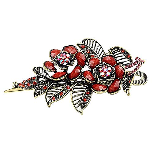 Fashion Vintage Jewelry Charm Rose Flowers With Leaves Alligator Clip Hair Y1B4