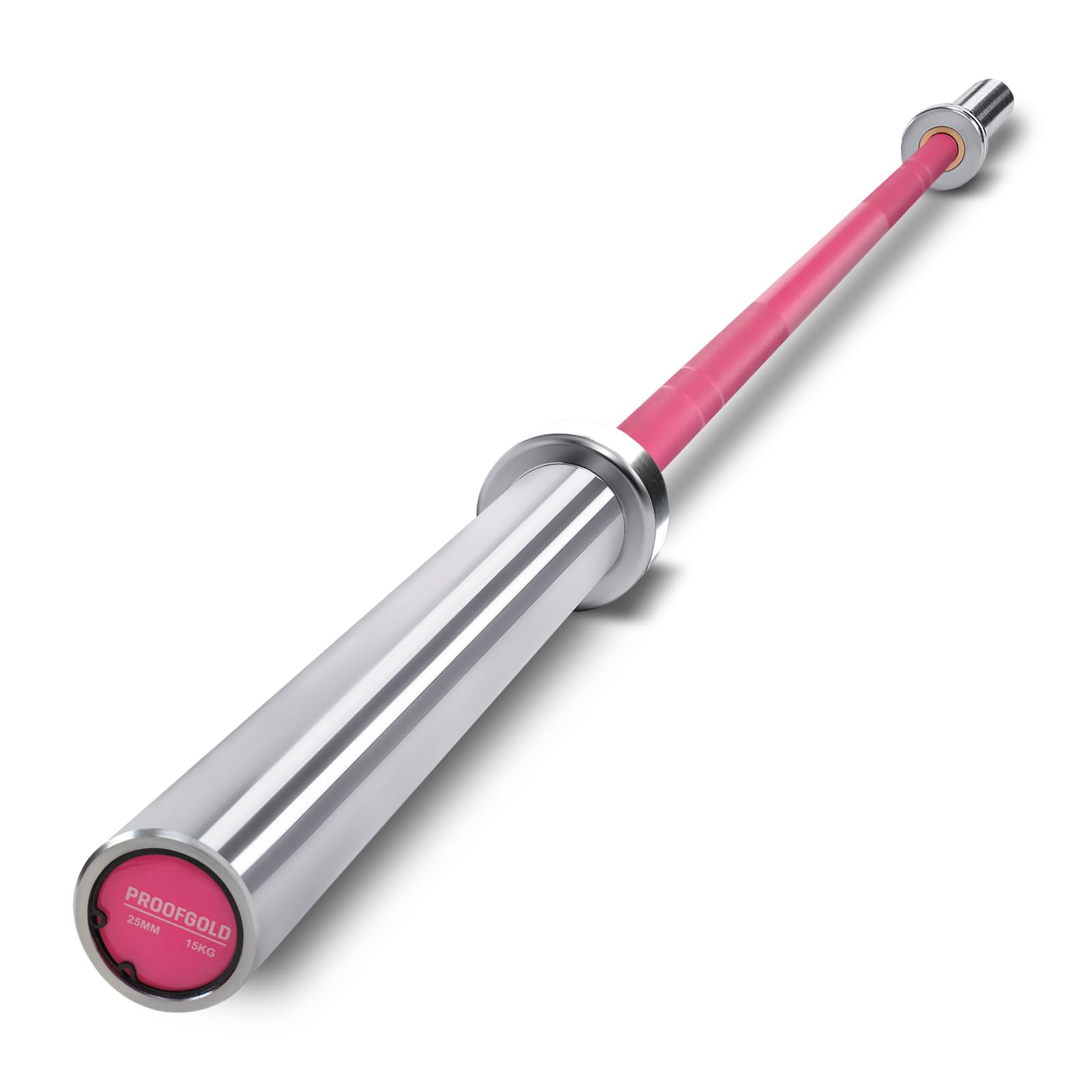 Photo 1 of PROOFGOLD Womens 6.6ft Olympic Barbell Bar 35Lb(15kg) Barbell,Bench Press Bar for Squats and Deadlifts,2inch Olympic Weight Bar for Home Gym,700LB,Silver&Rose red