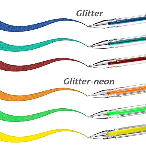 UnityStar 80 Unique Colors Glitter Gel Pen Set Coloring Pens for Kids Adult Coloring Books, Drawing, Doodling, Greeting Cards, Letters
