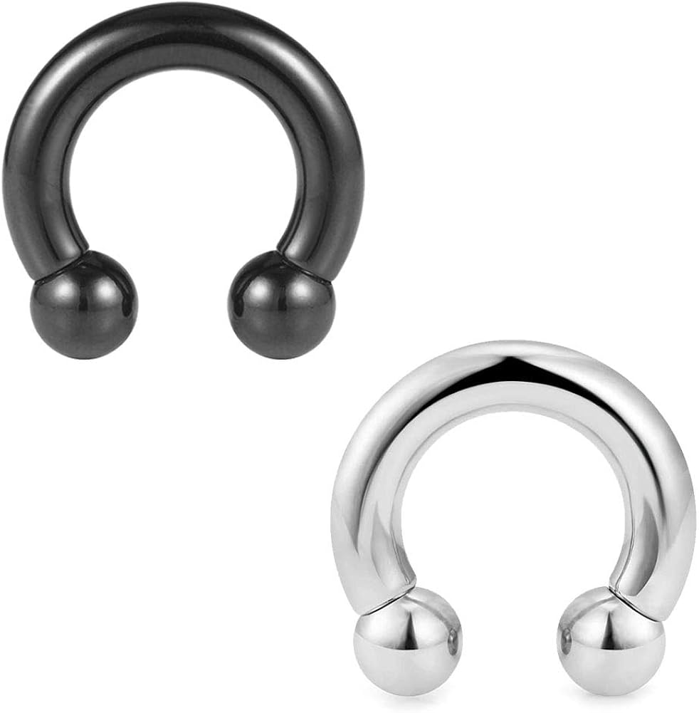 Incaton 2pcs PA Rings Internally Threaded Horseshoe Circular Barbell