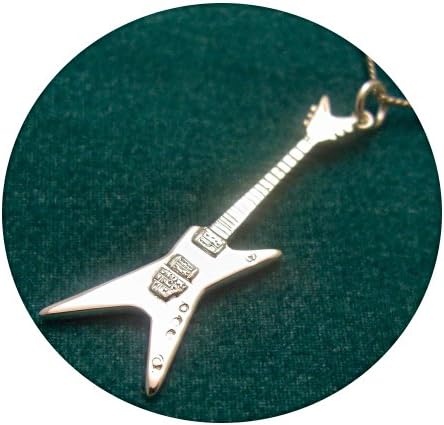 Solid Sterling Silver Mini Washburn Dime Electric Guitar Necklace