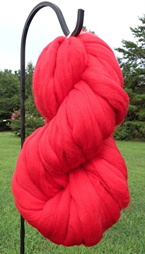 Valentine Red Wool Top Roving Fiber Spinning, Felting Crafts USA (8oz)