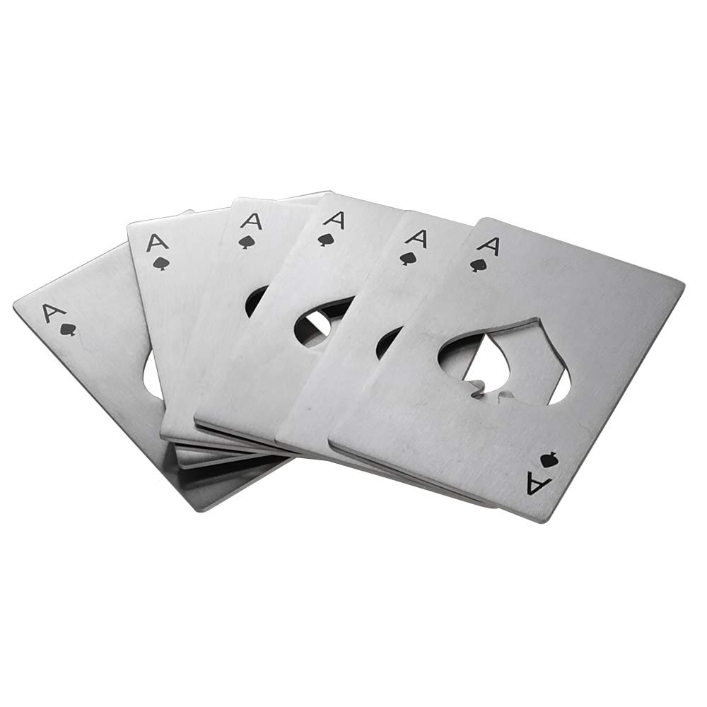 Vareone 6 Pcs Set of Stainless Steel Bottle Opener, Poker Beer Bottle Opener
