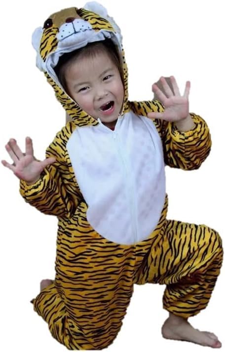 Matissa Kids Animal costumes Boys Girls Pijamas Fancy Dress outfit Cosplay Children (Tiger, XL (For kids 120-140 cm tall))