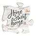 P. Graham Dunn Home Sweet Home White Distressed Wood Look 12 x 12 Inch Wood Puzzle Piece Wall Plaque