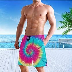 visesunny Tie Dye Colorful Rainbow Print Men's