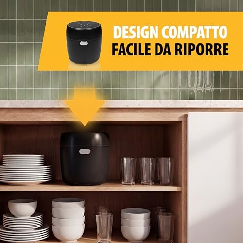 Cuociriso Digitale con Funzione Low Carb, 8 Programmi Automatici, Capacità 0,6 L di Riso, Pannello Digitale, Facile da Pulire, RK-6238