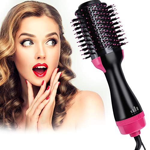 Hair Dryer Brush, 4 IN 1 Hot Air Brush One Step Hair Dryer & Volumizer & Styler,Hot Air Brush,Salon Hair Straightener Static Suitable for All hair Anti-Scald (Red)