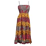 Womens Summer Dress Red Printed Patchwork Speghatti Strap Beach Sundress