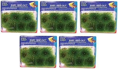 Penn Plax Fish Breeding Grass – Baby Hideout, Safe Hiding for Fry – Decorative Aquarium Grass (5-(Pack))