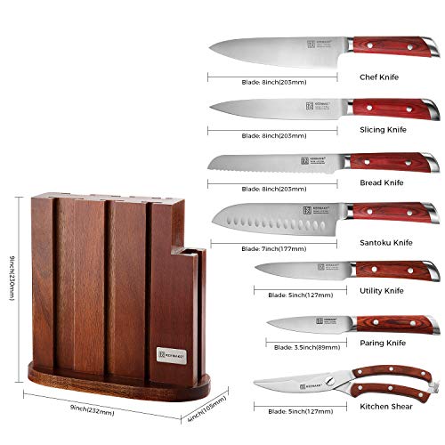 KEEMAKE Kitchen Knife Set With Block,German Stainless Steel Chef Knife
