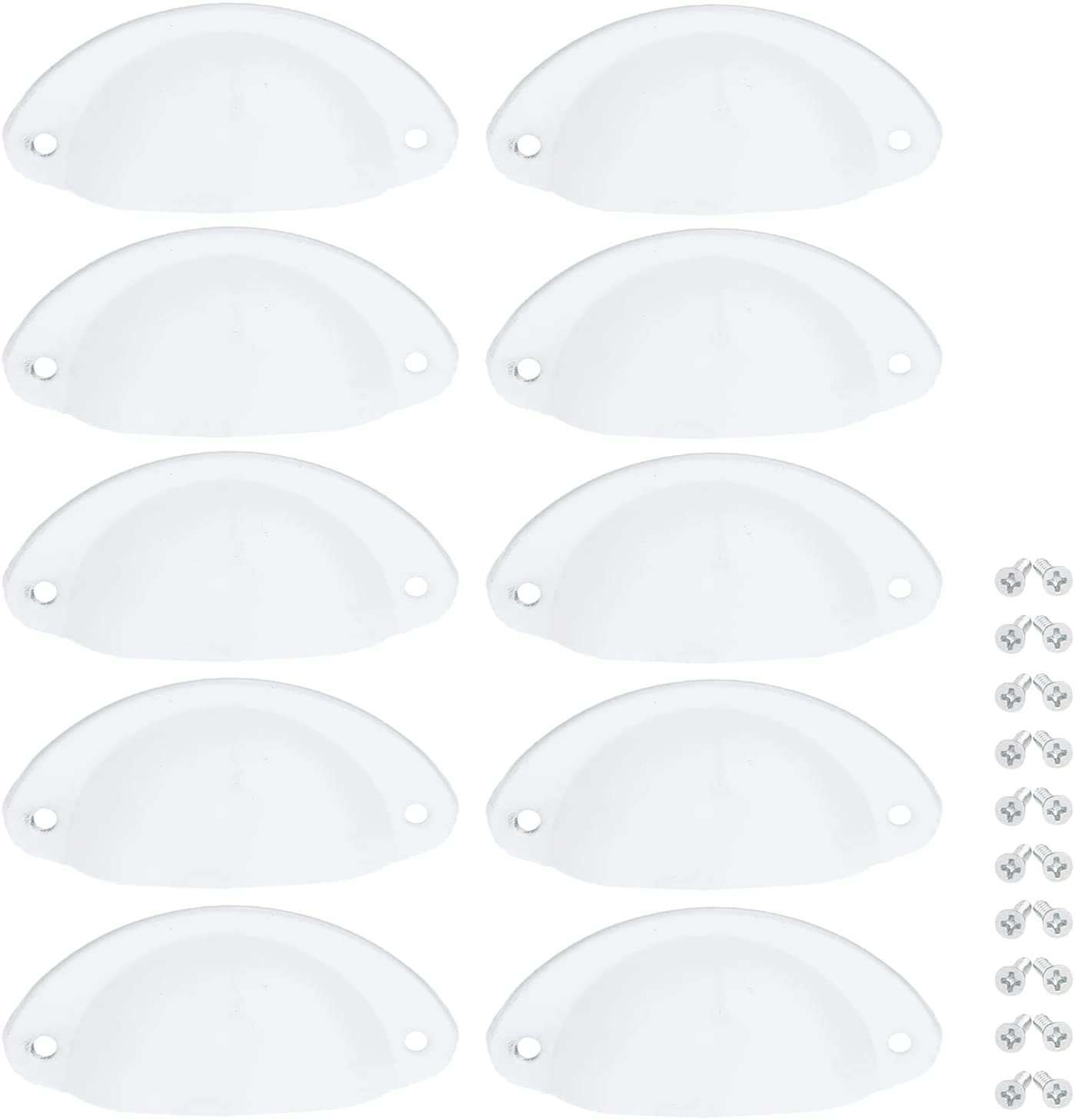 Yetaha 10PCS Drawer Cup Pulls, White Cabinet Cup Pull Handle, 82x35mm Antique Shell Pull Handles, Retro Cupboard Handles, Vintage Kitchen Pulls Furniture Knob for Drawer Dresser Door — image 1