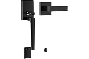 AEEKEL Black Front Door Handle No Lock, Exterior Entry Door Handle with Interior Passage Levers, Front Door Lock Set for Left Right Handle Doors, Deadbolt Set Not Included, Non-Locking
