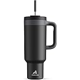 POWCAN 50 oz Tumbler with Handle, 2-in-1 Straw and Sip Lid, Leakproof, Dishwasher Safe, Insulated Stainless Steel Travel Coffee Mug, Keeps Cold for 34 Hours, Fits in Car Cup Holder (Midnight)