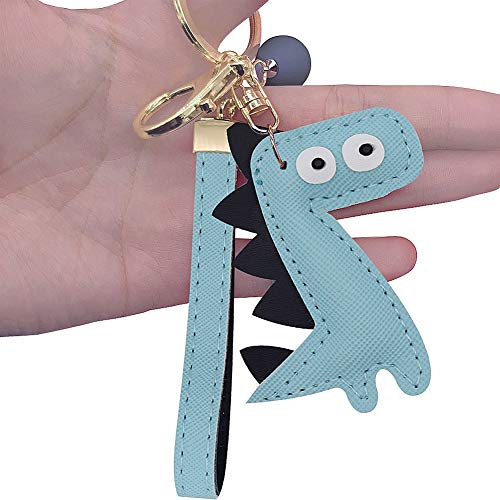 MUAMAX Dinosaur Key Chain Handmade Leather Key Holder with Wrist Lanyard Cute Key Finder Handbag Decoration Accessories Purse Pendant Fashion Item Car Key Charm Gift for Her ...