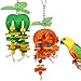 MEWTOGO Wooden Block Bird Parrot Toys for Small and Medium Parrots and Birds (Orange and Apple Shape)