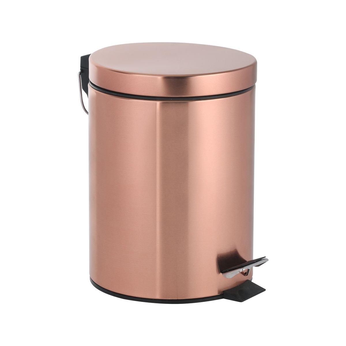 axentia Riga 3 L-Cosmetic Lid-Rubbish Pedal Bin for Bathroom and Toilet, Metal, Copper/Black, 17 x 17 x 2.45 cm