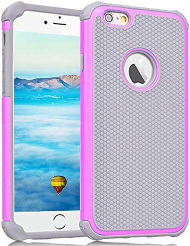 iPhone 6S Plus Case,JAWEKE Hybrid Dual Layer Shock Absorbing Armor Defender Protective Case Cover (Hard Plastic with Soft Silicon) for Apple iPhone 6 Plus/6S Plus(Gray/Rose)