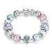 YOUFENG Love Beads Charms Bracelet for Girls and Women Murano Glass Beads Rose Flower Charms Amethyst Bracelets (Colorful Heart Charm Bracelet)