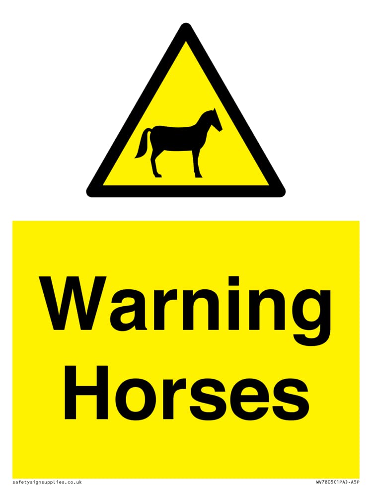 Warning Horses Sign - 150x200mm - A5P