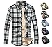 Yanglovele Men's Winter Long Sleeve Plaid Flannel Velvet Lined Thick Work Shirts