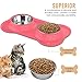Pawaboo Pet Dog Cat Bowls, Premium Stainless Steel Pet Feeder with Food Grade Bone Shaped Rubber Base, 4.33 Inch Diameter Bowls for Pet Dog Cat Food or Water, Set of 2, Small Size, Pink