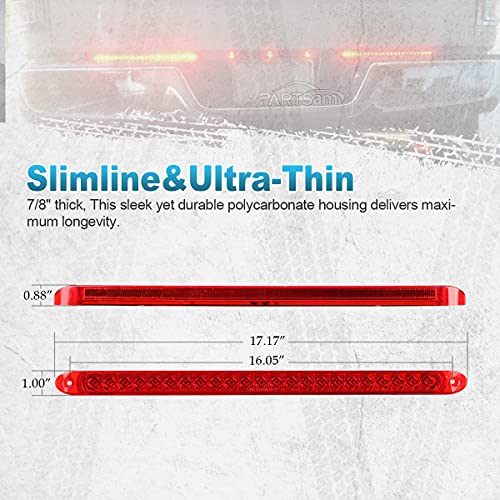 Partsam 2PC Red 17" 23 LED Light Bar Stop Turn Tail