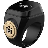 HSTNBVEO Smart Tasbih Zikr Ring,18mm (8) Muslim Digital Azan Alarm Clock,APP Support Digital Counter Prayer Reminder Rings, Waterproof 4 Digit Finger Counter zikr Ring for Muslims