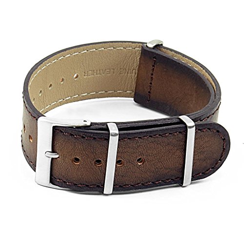 DASSARI Woodland Vintage Hand Finished Italian Leather Watch Strap in Brown 18mm