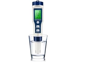 KONVIO NEER 5 in 1 LFS TDS Meter PH Tester, 0.01 High Accuracy Digital PH Meter for Water, PH/TDS/EC/Salt/Temp Tester, PPM Meter Water Tester for Drinking Water, Hydroponics, Plants, Aquarium and Pool
