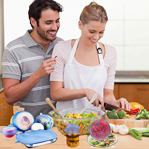 Silicone Stretch Lids -Tiaoyeer 12 Pcs Reusable Container Bowl Food Saver Covers Fit Various Shapes Sizes,Non-Stick Storage Covers for Keeping Food Fresh,Safe in Dishwasher, Microwave and Freezer - Thumbnail 6